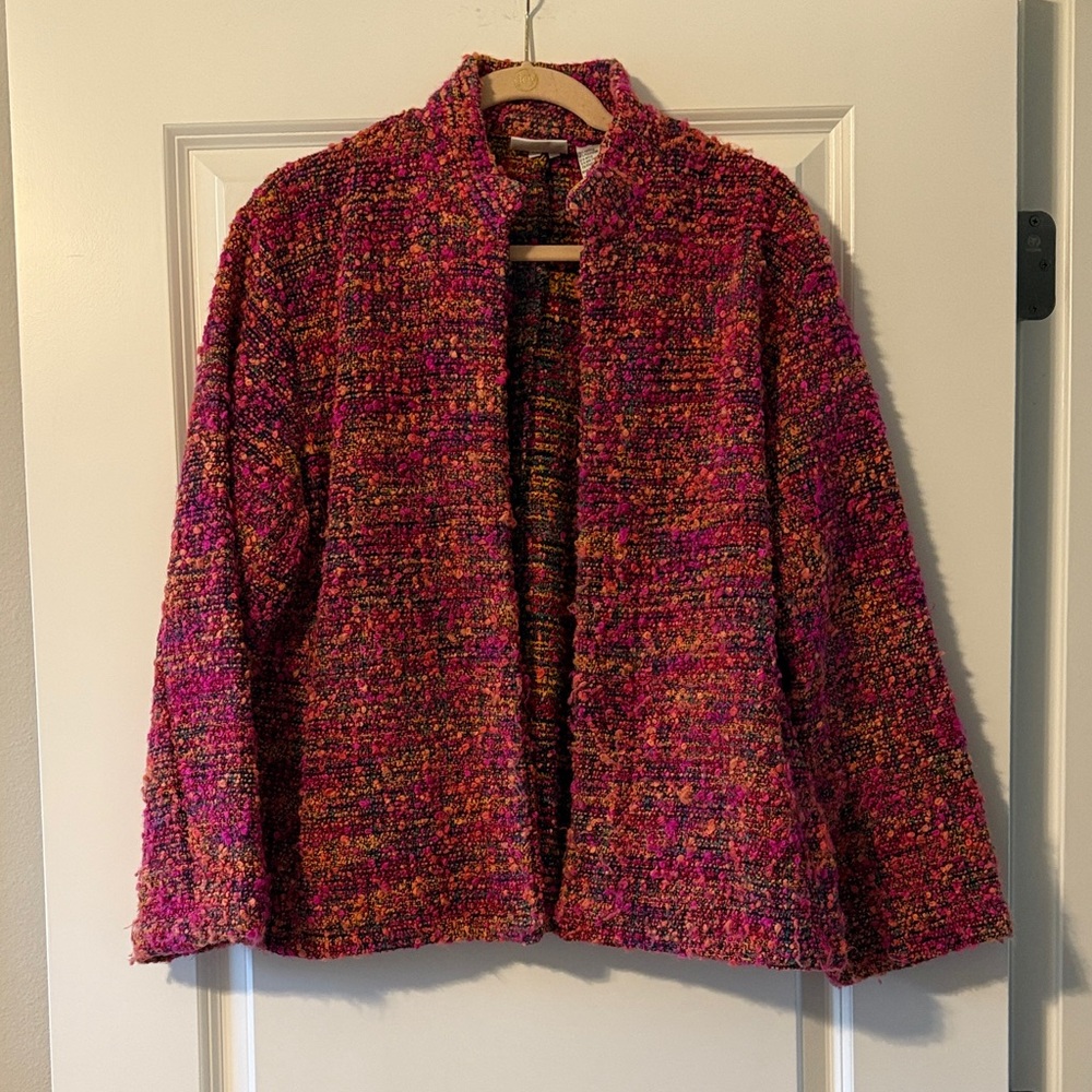 Chico's Pink and Orange Tweed Blazer
